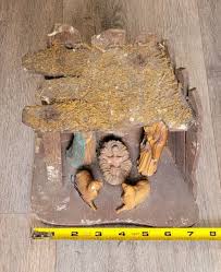 Vintage Nativity Set Scene Christmas Manger Wood Stable ...