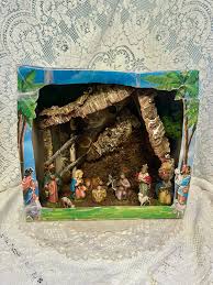 Large Vintage Nativity Italian With Manger and Original Box ...