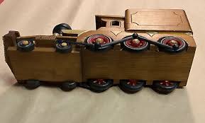 VTG Wooden Train Candy Holder Handmade 10.5” x 3 1/4” Brown Color | eBay