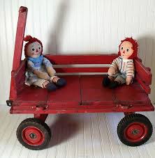 Vintage Large Red Wooden Wagon Hand Crafted by DivineOrders, $135.00