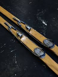 VINTAGE Wooden Cross Country Skis Dover Man cave Art | eBay