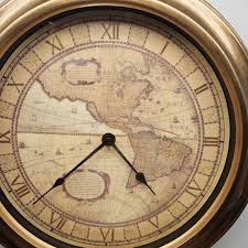 Vintage 16" World Map Wall Clock, Burnished Brass Color Frame, Round, Glass Front, Quartz Movement, Office Decor, Lodge Decor, Works - Etsy