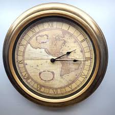 Reloj de pared vintage con mapa del mundo de 40 cm: marco de latón bruñido, decoración de oficina - Etsy España