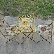 Vintage Wrought Iron Childs Patio Set Mini Bistro Outdoor Table 2 Chairs Rusty Metal Chippy Paint Fold up Seating Kids Porch Patio Tea Time - Etsy India