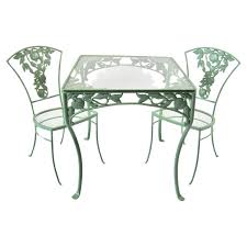 1940s Wrought Iron Pomegranate Garden Table and Two Chairs ...