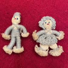 Antique Miniature Crocheted Yarn/String Boy/Girl Doll Pins 2.75” | eBay