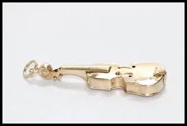 Vintage 14KT Yellow Gold 3D Violin Charm. For Sale at Ruby Lane