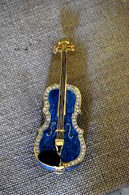 Blue Violin Fiddle Enamel Jewelry Trinket Box Made with ...