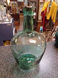 Antique Green 12" Wine Jug Viresa Glass Bottle Carbon ...