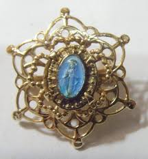 Antiqu Catholic Saint Mary Gold tone metal religious star David pin brooch 52914 | eBay