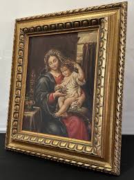 Nic Lenz, Oil On Board Painting - Baby Jesus & Mother Mary ...