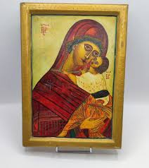 Old Painting Representing the Mother of God of Tenderness - Etsy