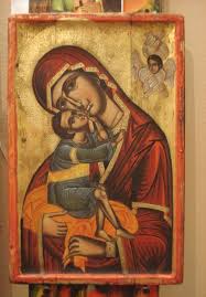 Hand-painted Virgin Mary Icon: Theotokos Glykofilousa, 22K ...