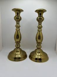 Pair of Virginia Metalcrafters Large Brass Tulip Candlesticks 7 ...