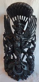 Vintage Carved Rosewood Vishnu Garuda Statue