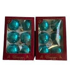 Holiday | Visions By Holly 2 58 Blue Glass Ball Christmas Ornaments Gold Crown Set Of 2 | Poshmark