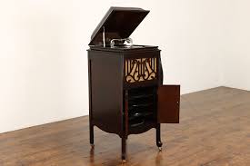 Cecilian Mahogany Antique Record Player Wind Up Phonograph ...