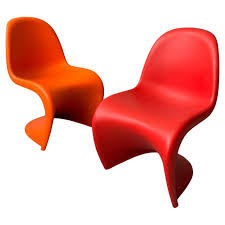 Pair of Vitra Verner Panton S Junior Chairs in Red and ...