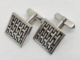 SWANK Men's Sterling Basket-Weave Classic Cufflinks Wedding ...