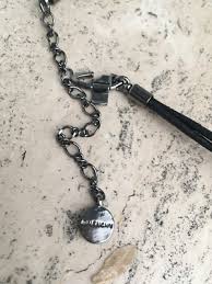 Givenchy Vintage White Carved Logo Black Crystal Round Pendant Chain Necklace | eBay