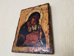 Virgin Mary With Jesus, Wooden Icons, Orthodox Greek ...