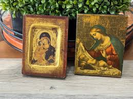 Vintage Wooden Byzantine Hand Painted Orthodox Religious ...