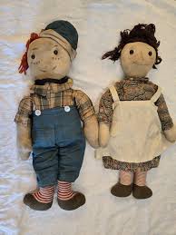 Vintage Raggedy Ann and Andy Dolls Original Dress Heart ...