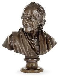 Lot - A bronze bust of Voltaire, after Jean Antoine HOUDON ...