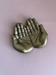 Vintage Solid Brass Cupped Hands Dish - Etsy