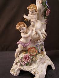 Antique Schierholz German Porcelain Flower Candelabra Cherub ...