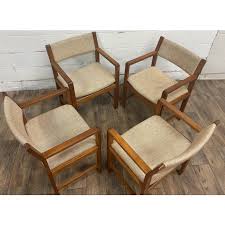 Vintage D-Scan Mid Century Modern Danish Teak Dining Arm Chairs | Chairish