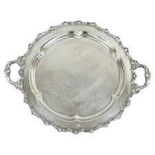Vintage English Victorian Silver Plated Round Serving ...