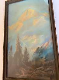 Antique Pastel Painting Nelson Brown 1925 Wood Framed 12" x ...