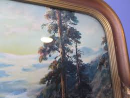 Vintage Lithograph of Banff Mountain Scene in Gesso N Wood ...