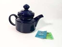 Vintage Waechtersbach Spain Navy Blue Pottery Teapot w/ Lid Dark Blue 5 Cup Teapot - Mod - Made in Spain, Germany, West Germany Early 1990s