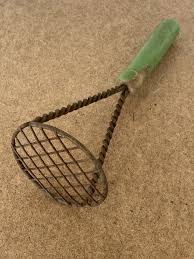 Vintage Potato Masher - Round with Wooden Handle - Braided ...