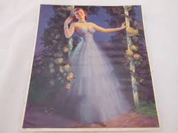 Art Frahm 1949 Litho Waiting For You #8328 Woman in Gown ...