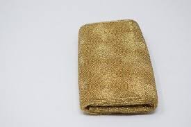 Vintage Handmade IIYAMA Women Gold Beaded Evening Clutch ...