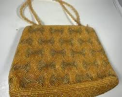 Vintage GOLD BEADED PURSE, Evening Bag, Inge Christopher ...