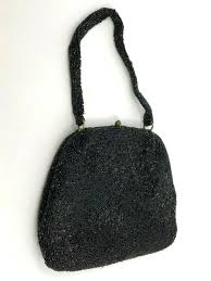 Vintage Black Beaded Purse with Beaded Strap 7" W x 6" H [13] | eBay
