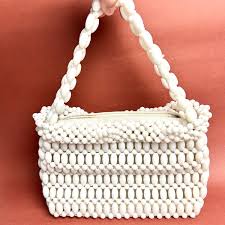 Hand Made White Bead Shoulder Bag Purse Made in Hong Kong - Etsy