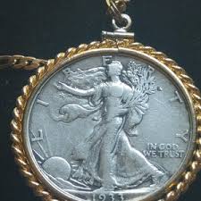 Extremely Fine 1933 San Francisco Walking Liberty, US Silver Half Dollar, Coin Pendant, With 24" 18kgf Gold Filled Chain W COA & Gift Box - Etsy