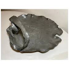 LARGE J.R Hannig pewter Art Nouveau figural footed platter centerpiece. For Sale at Ruby Lane
