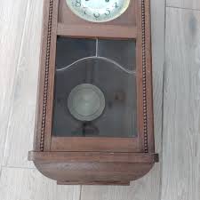 Antique Wall Clock oak case working chimes hour & half hour bevelled glass | eBay UK