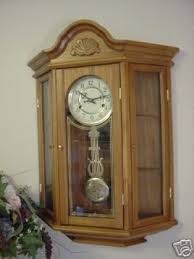 SOLID OAK CURIO WALL CLOCK - GLASS SHELVES - 31 DAY | #32593793
