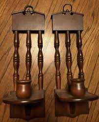 Pair of Vintage Wooden Spindle Back Wall Hanging Candle ...