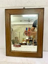 OLD VINTAGE RARE HANDMADE UNIQUE WOODEN GLASS MIRROR FRAME ...