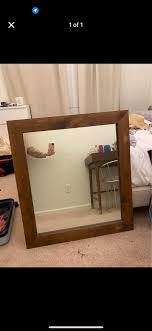 Dark Walnut Wood Frame Glass Mirror