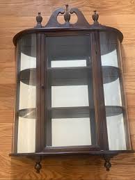 Vintage Small Butler Curved Glass Curio Display Case Mirror Wall Shelf Cabinet | eBay