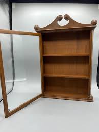 Small Retro Wood & Glass Hanging Trinket Cabinet Display Case | EstateSales.org